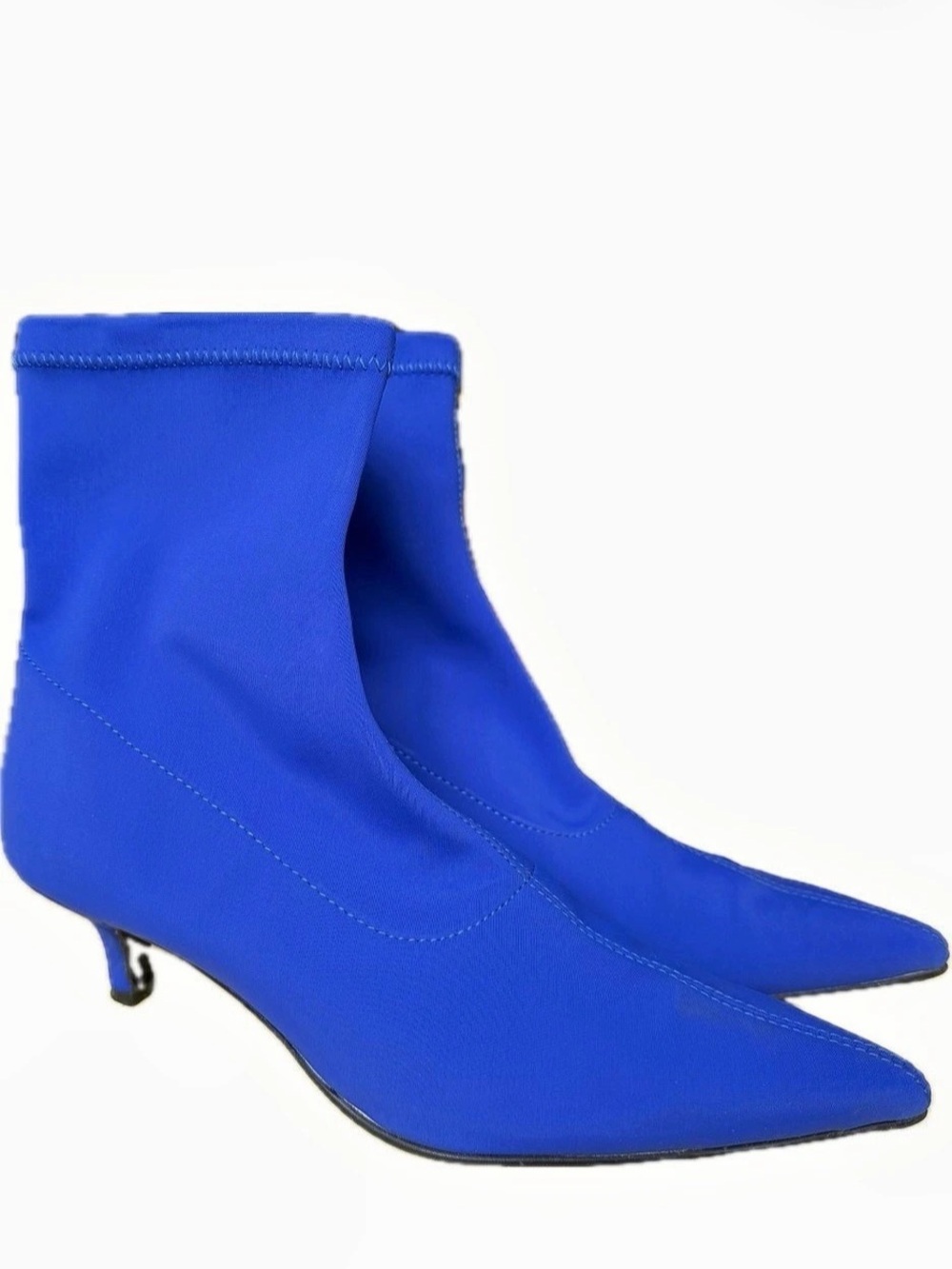 Blue Pointed-Toe Ankle Boots